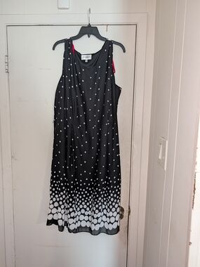 Studio I Black and White Polka Dot Sleeveless A-Line Dress